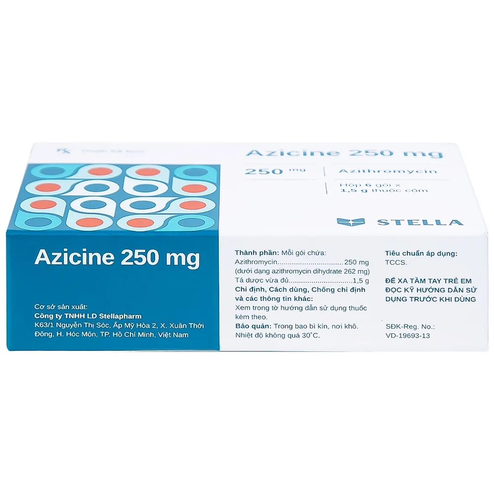 Hình ảnh Thuốc cốm Azicine 250mg Stella điều trị nhiễm khuẩn (6 gói x 1g)