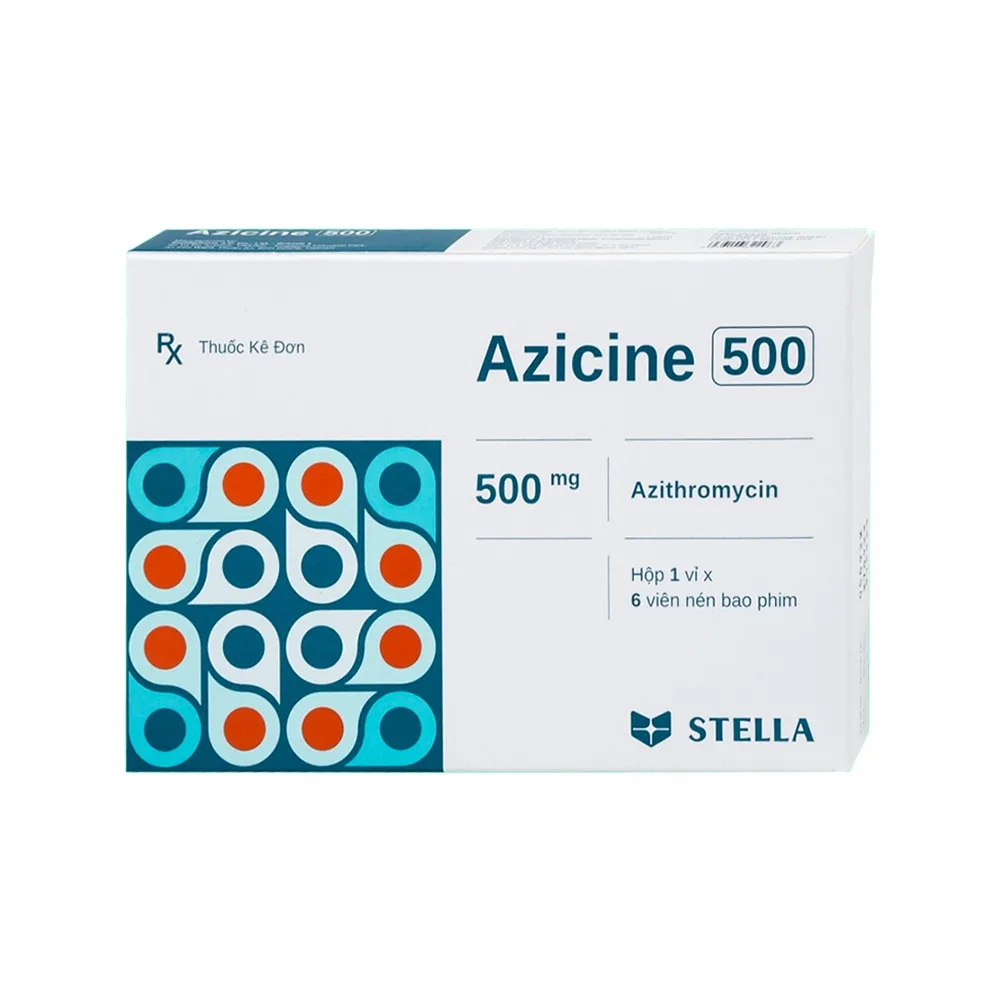 Hình ảnh Thuốc Azicine 500 Stella Pharm điều trị nhiễm khuẩn do vi khuẩn nhạy cảm (1 vỉ x 6 viên)