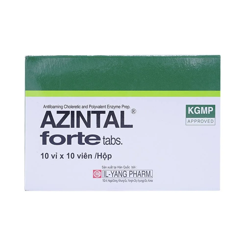 Hình ảnh Thuốc Azintal Forte điều trị đầy hơi, khó tiêu, chướng bụng (10 vỉ x 10 viên)