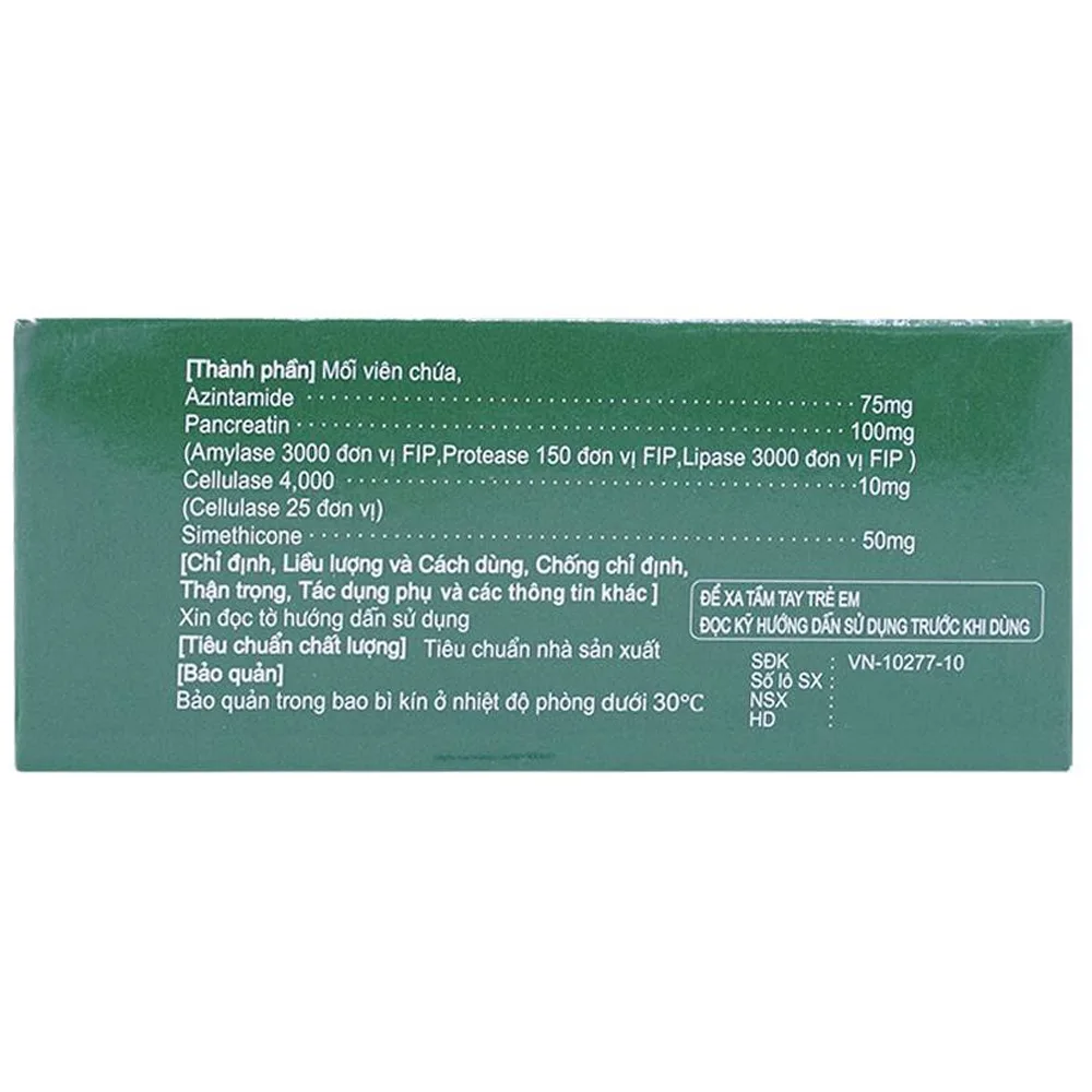 Hình ảnh Thuốc Azintal Forte điều trị đầy hơi, khó tiêu, chướng bụng (10 vỉ x 10 viên)