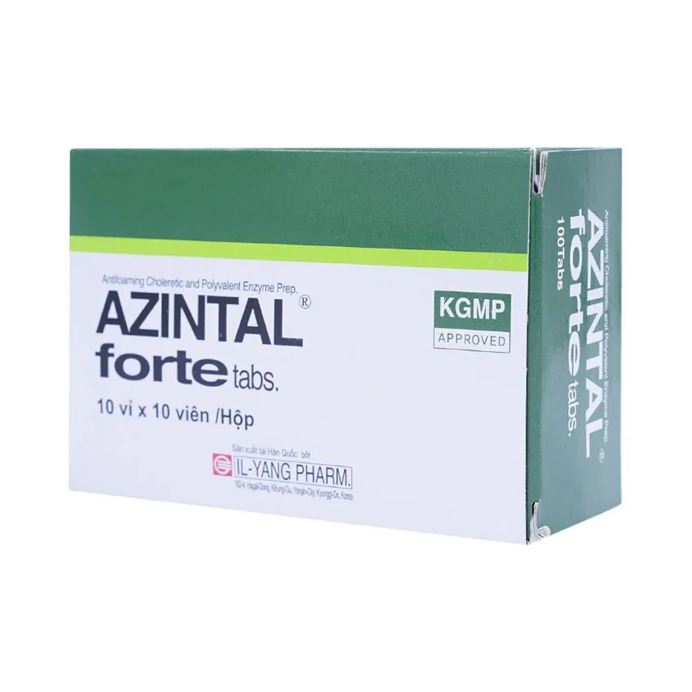 Hình ảnh Thuốc Azintal Forte điều trị đầy hơi, khó tiêu, chướng bụng (10 vỉ x 10 viên)
