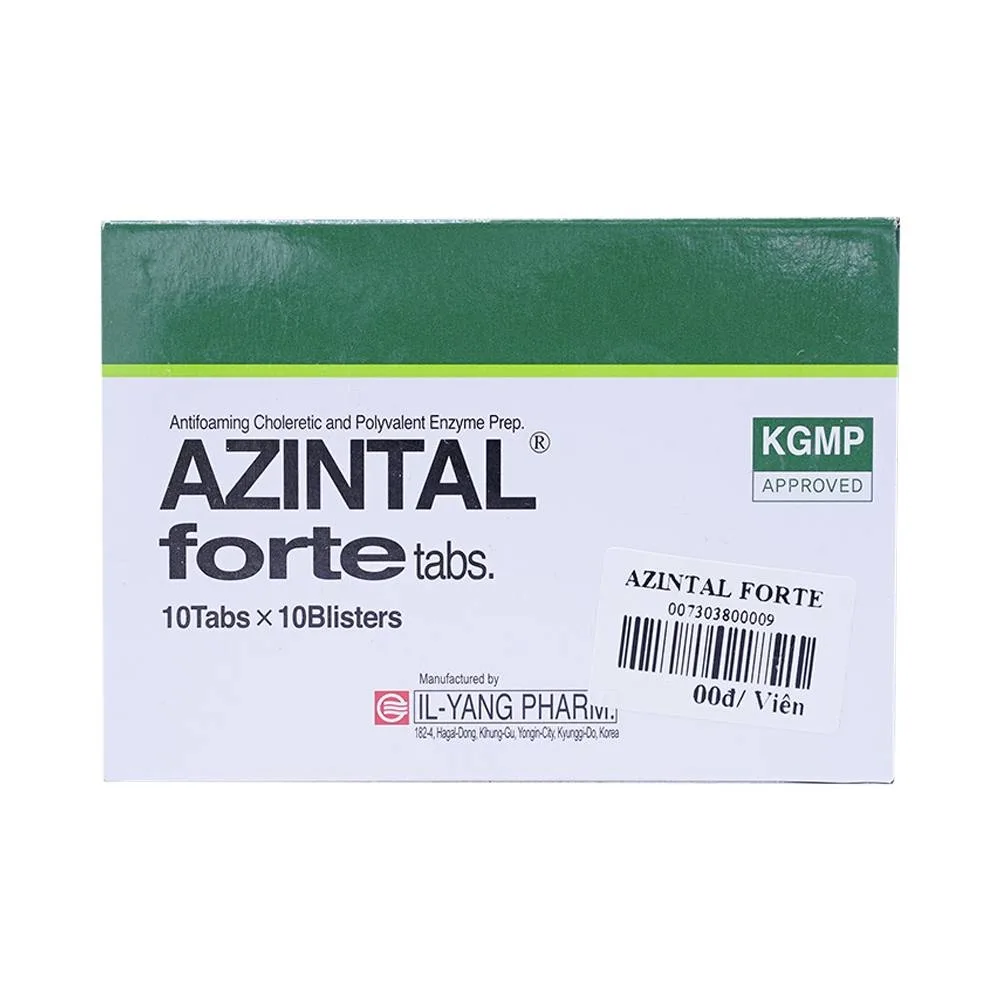 Hình ảnh Thuốc Azintal Forte điều trị đầy hơi, khó tiêu, chướng bụng (10 vỉ x 10 viên)