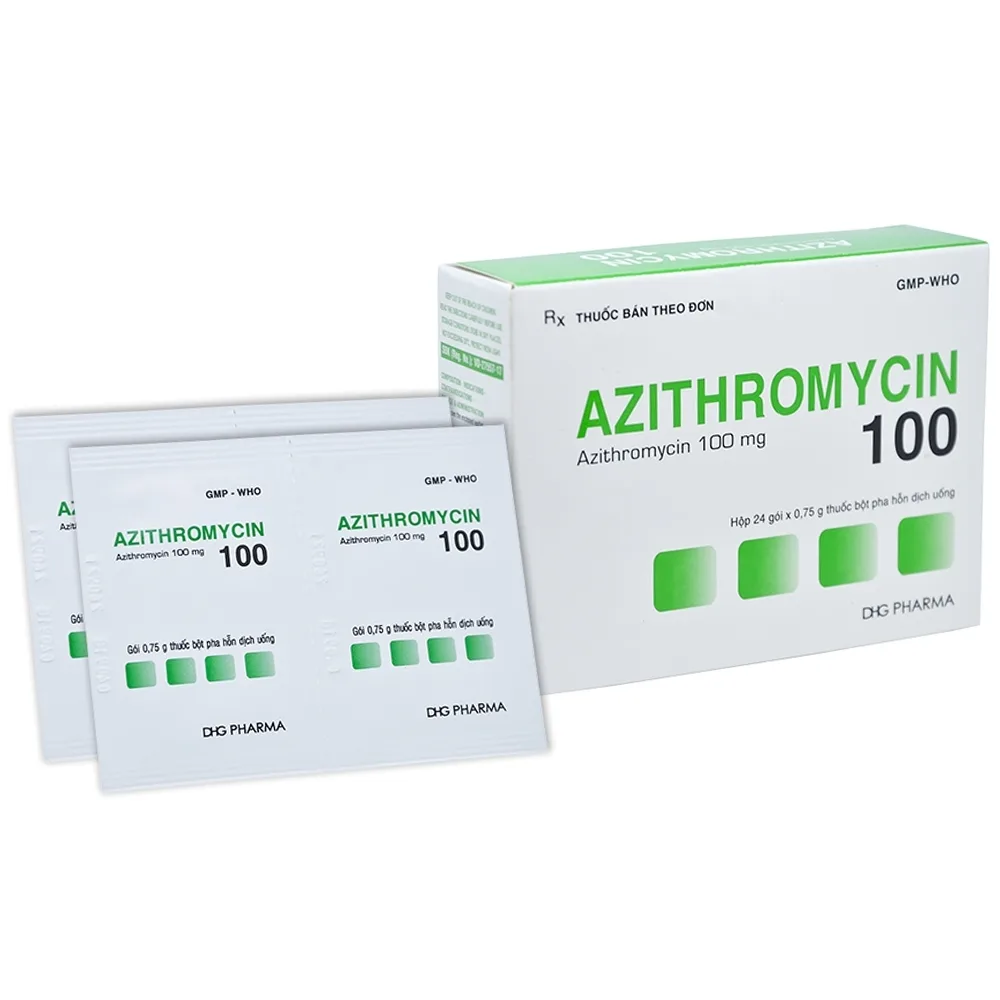 Hình ảnh Bột Azithromycin 100 DHG điều trị nhiễm khuẩn (24 gói)