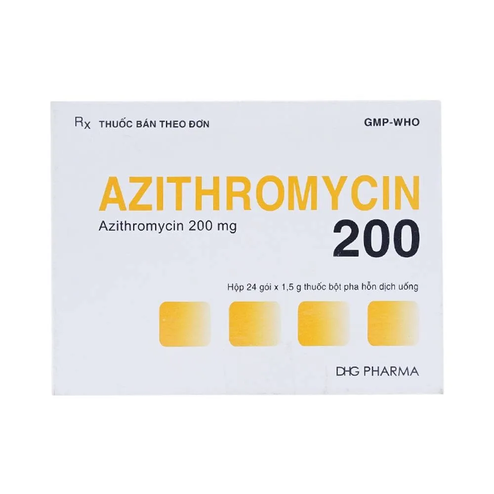Hình ảnh Bột Azithromycin 200 DHG điều trị nhiễm khuẩn (24 gói)