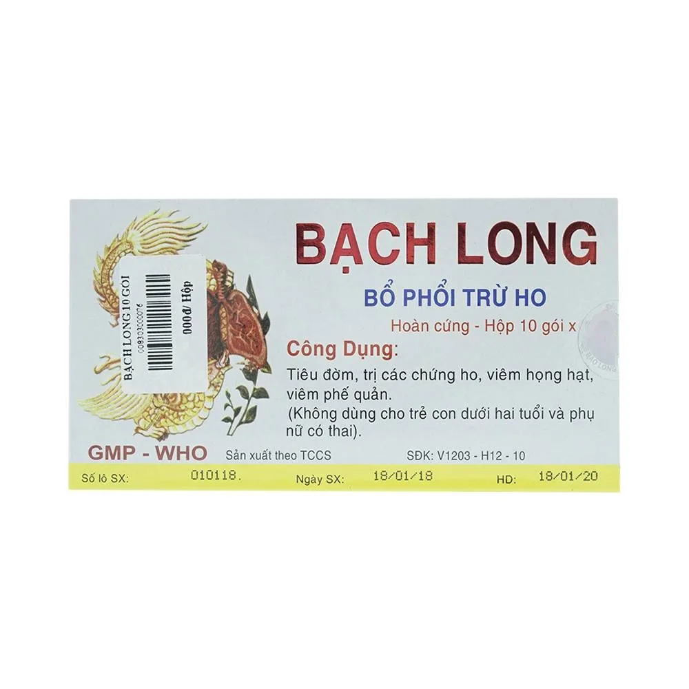 Hình ảnh Thuốc Bạch Long Bổ Phổi Trừ Ho tiêu đờm, trị các chứng ho, viêm họng hạt, viêm phế quản (10 gói)