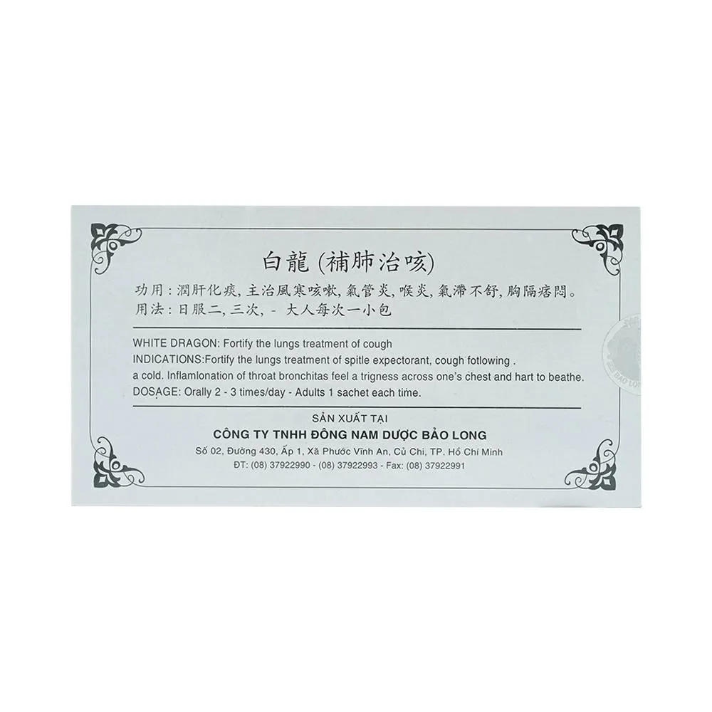 Hình ảnh Thuốc Bạch Long Bổ Phổi Trừ Ho tiêu đờm, trị các chứng ho, viêm họng hạt, viêm phế quản (10 gói)
