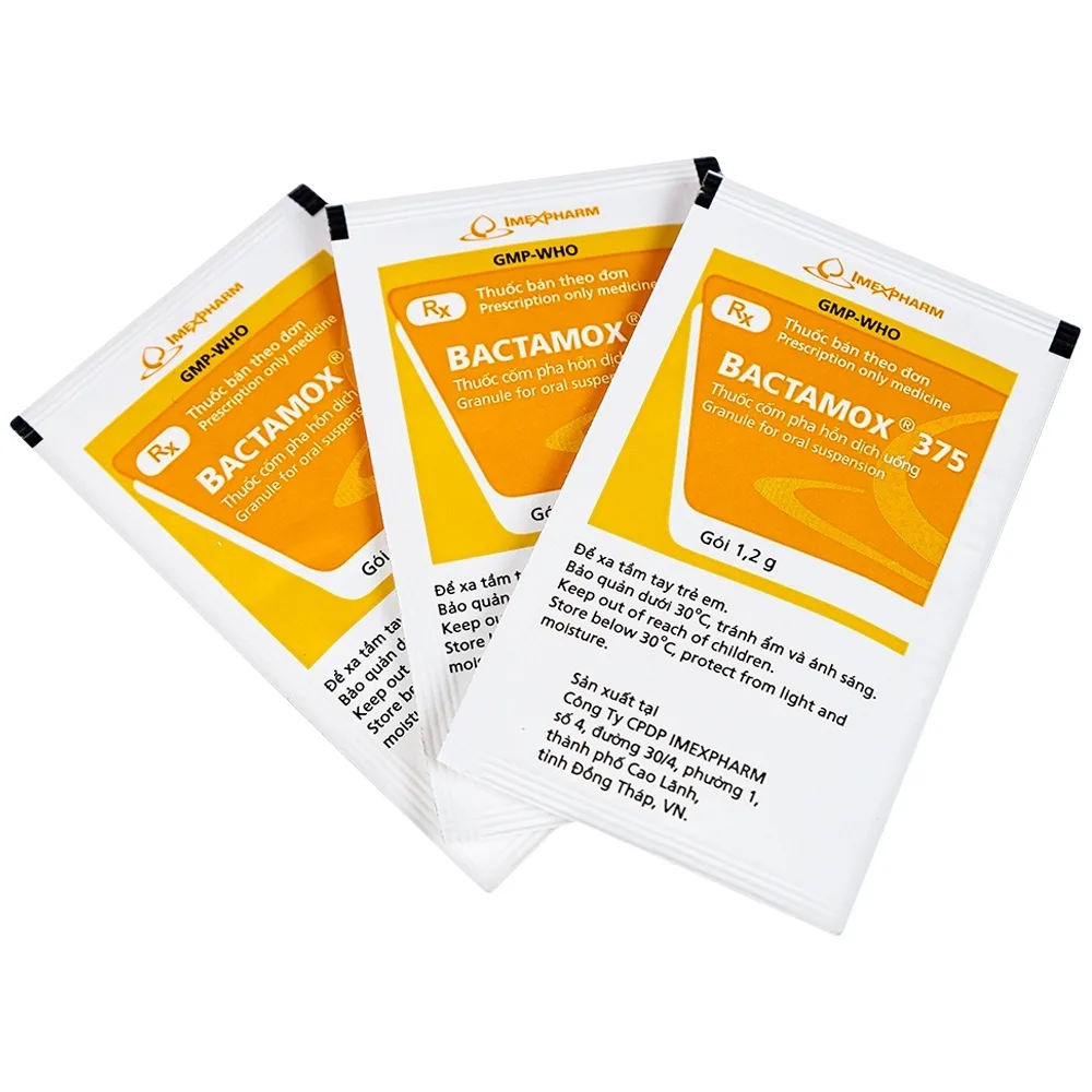 Hình ảnh Thuốc cốm Bactamox 375 Imexpharm điều trị nhiễm khuẩn (12 gói)