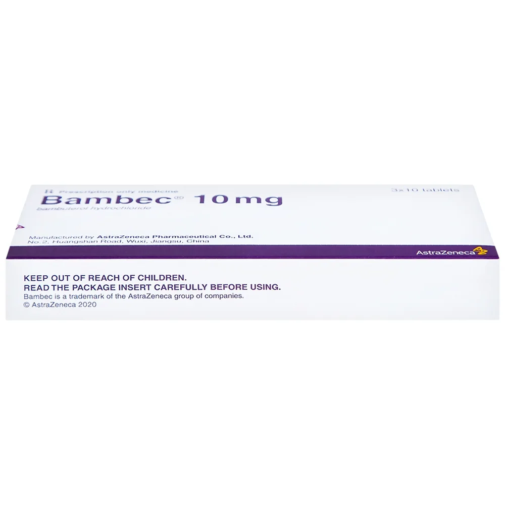 Hình ảnh Thuốc Bambec 10mg AstraZeneca điều trị hen phế quản, co thắt phế quản (3 vỉ x 10 viên)