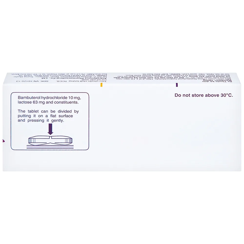 Hình ảnh Thuốc Bambec 10mg AstraZeneca điều trị hen phế quản, co thắt phế quản (3 vỉ x 10 viên)