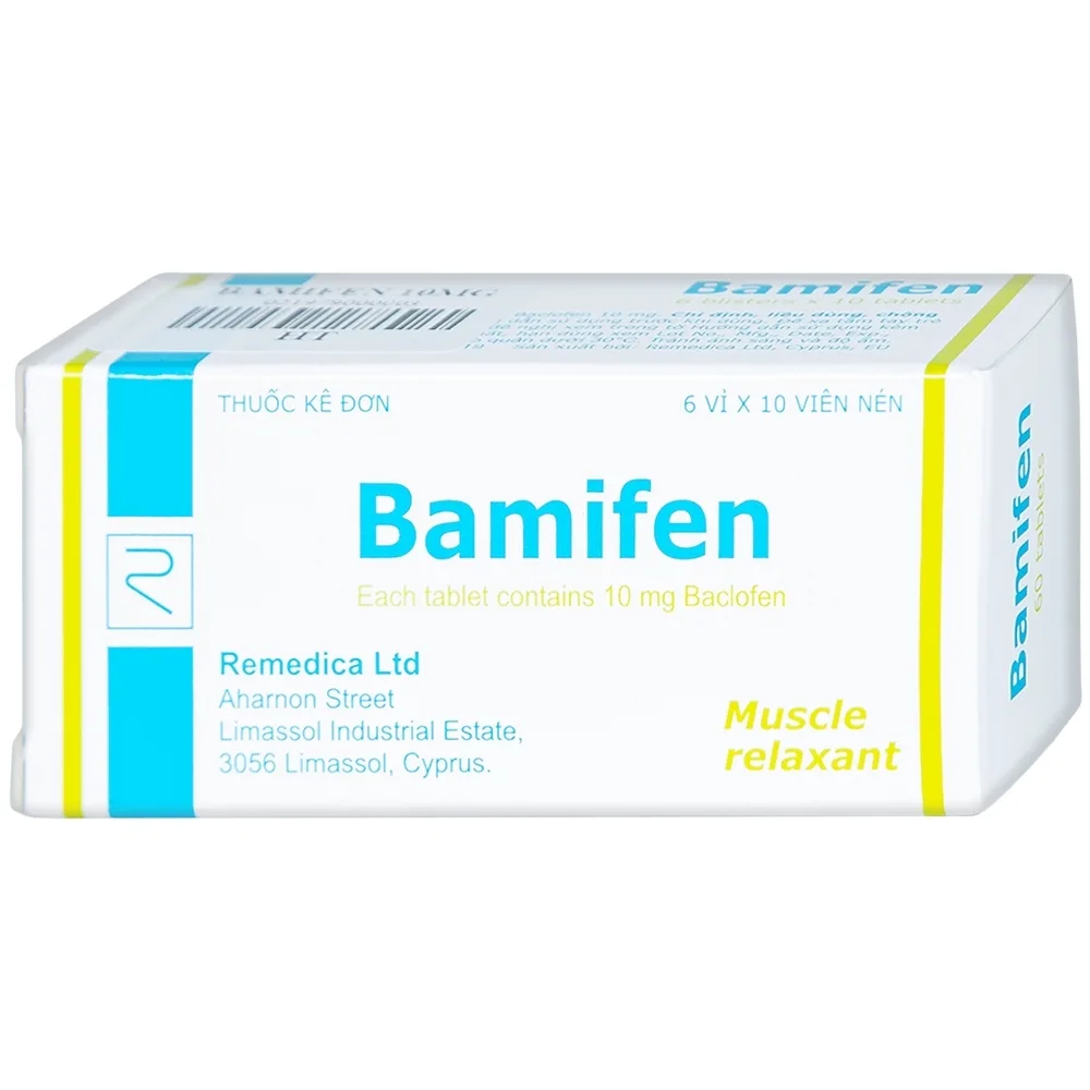 Hình ảnh Thuốc Bamifen 10mg Remedica giảm co cứng cơ vân (6 vỉ x 10 viên)