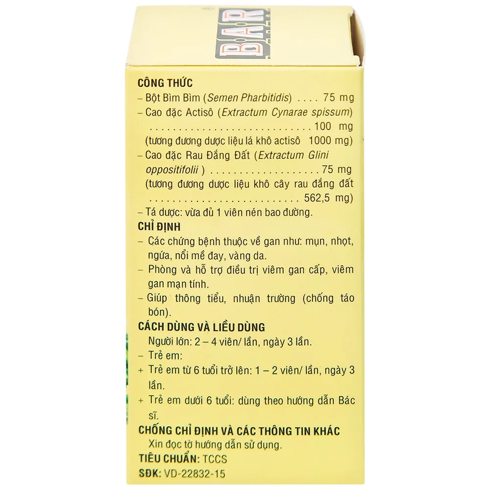 Hình ảnh Thuốc lợi gan mật Bar Pharmedic điều trị các bệnh về gan (180 viên)