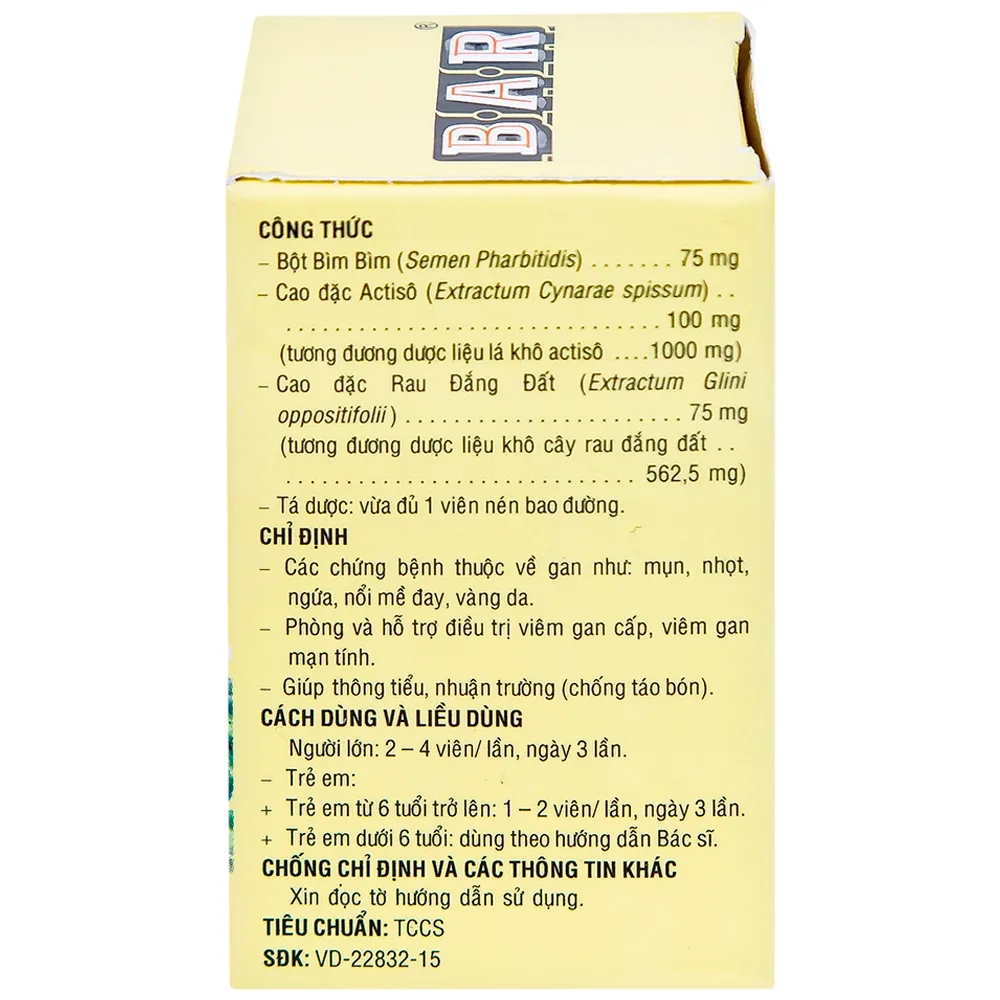 Hình ảnh Thuốc lợi gan mật Bar Pharmedic điều trị các bệnh về gan (60 viên)