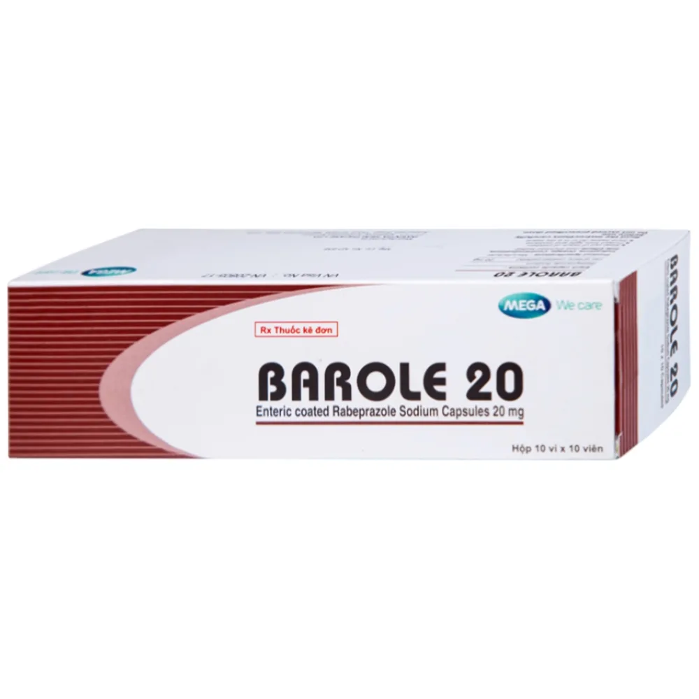Hình ảnh Thuốc Barole 20mg Mega Lifesciences điều trị viêm loét do trào ngược dạ dày - thực quản (10 vỉ x 10 viên)
