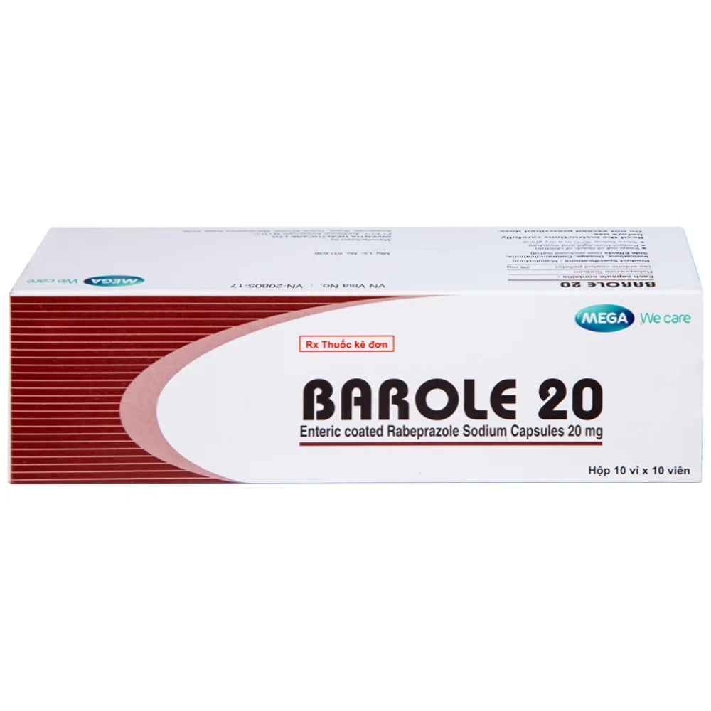 Hình ảnh Thuốc Barole 20mg Mega Lifesciences điều trị viêm loét do trào ngược dạ dày - thực quản (10 vỉ x 10 viên)