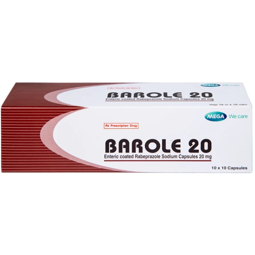 Hình ảnh Thuốc Barole 20mg Mega Lifesciences điều trị viêm loét do trào ngược dạ dày - thực quản (10 vỉ x 10 viên)