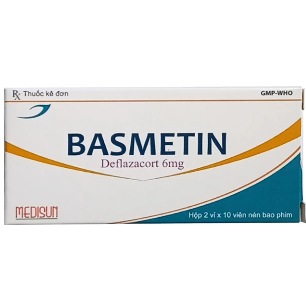 Hình ảnh Thuốc Basmetin 6mg Medisun điều trị hen phế quản, viêm khớp dạng thấp (2 vỉ x 10 viên)