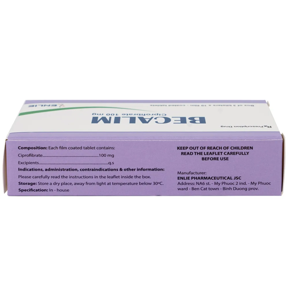 Hình ảnh Thuốc Becalim 100mg Enlie Pharma điều trị tăng Cholesterol máu (3 vỉ x 10 viên)