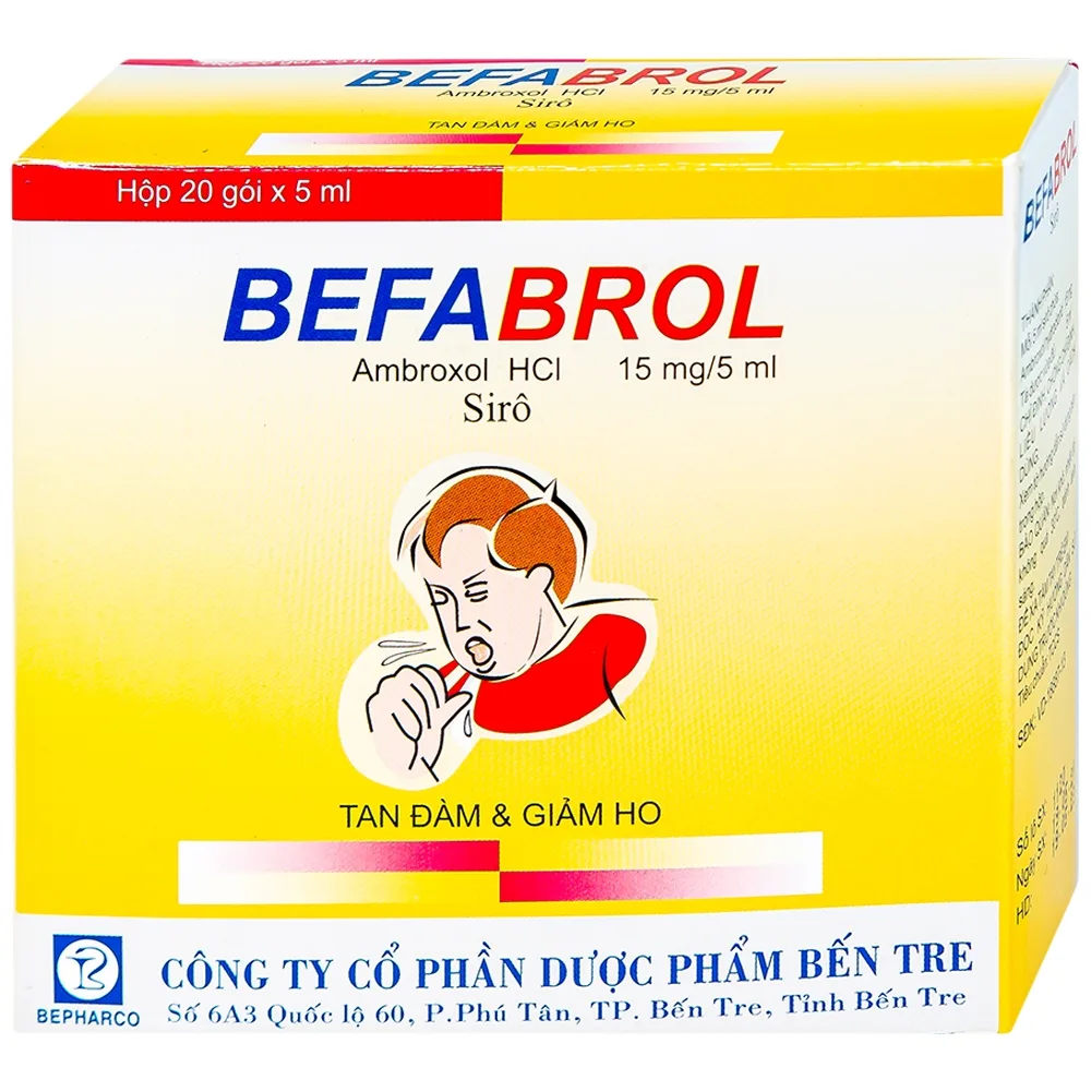 Hình ảnh Siro Befabrol 15mg Bepharco tiêu chất nhầy đường hô hấp (20 gói x 5ml)