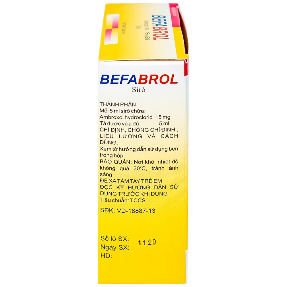 Hình ảnh Siro Befabrol 15mg Bepharco tiêu chất nhầy đường hô hấp (20 gói x 5ml)