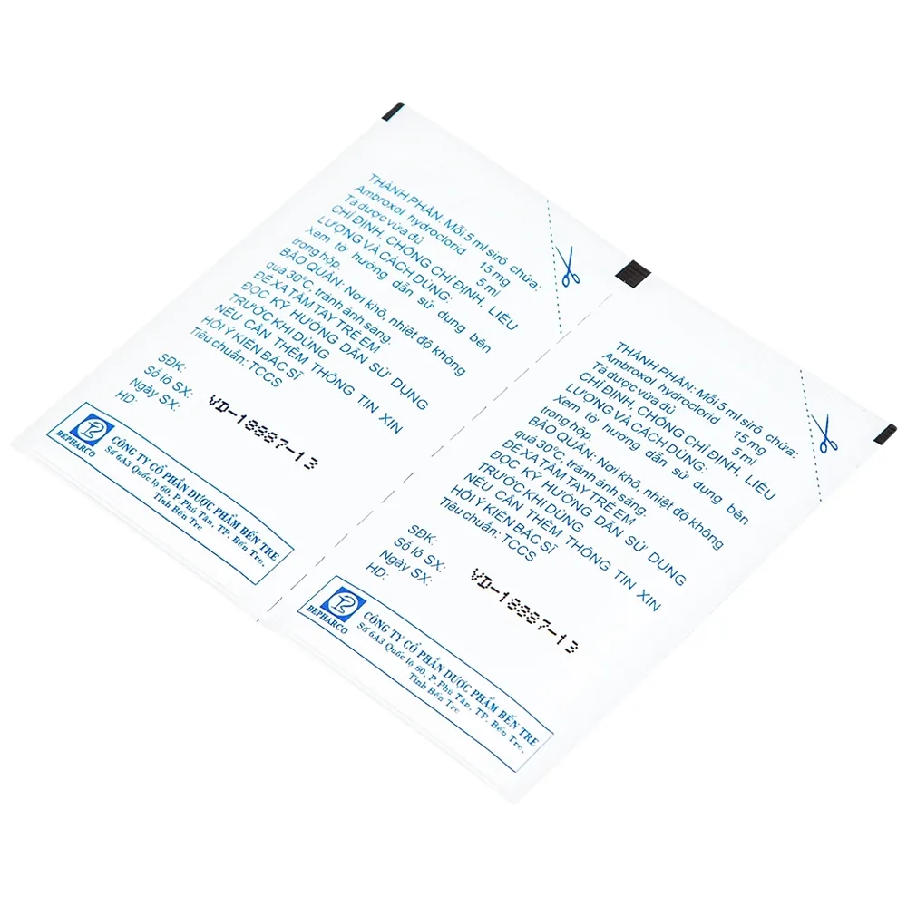 Hình ảnh Siro Befabrol 15mg Bepharco tiêu chất nhầy đường hô hấp (20 gói x 5ml)