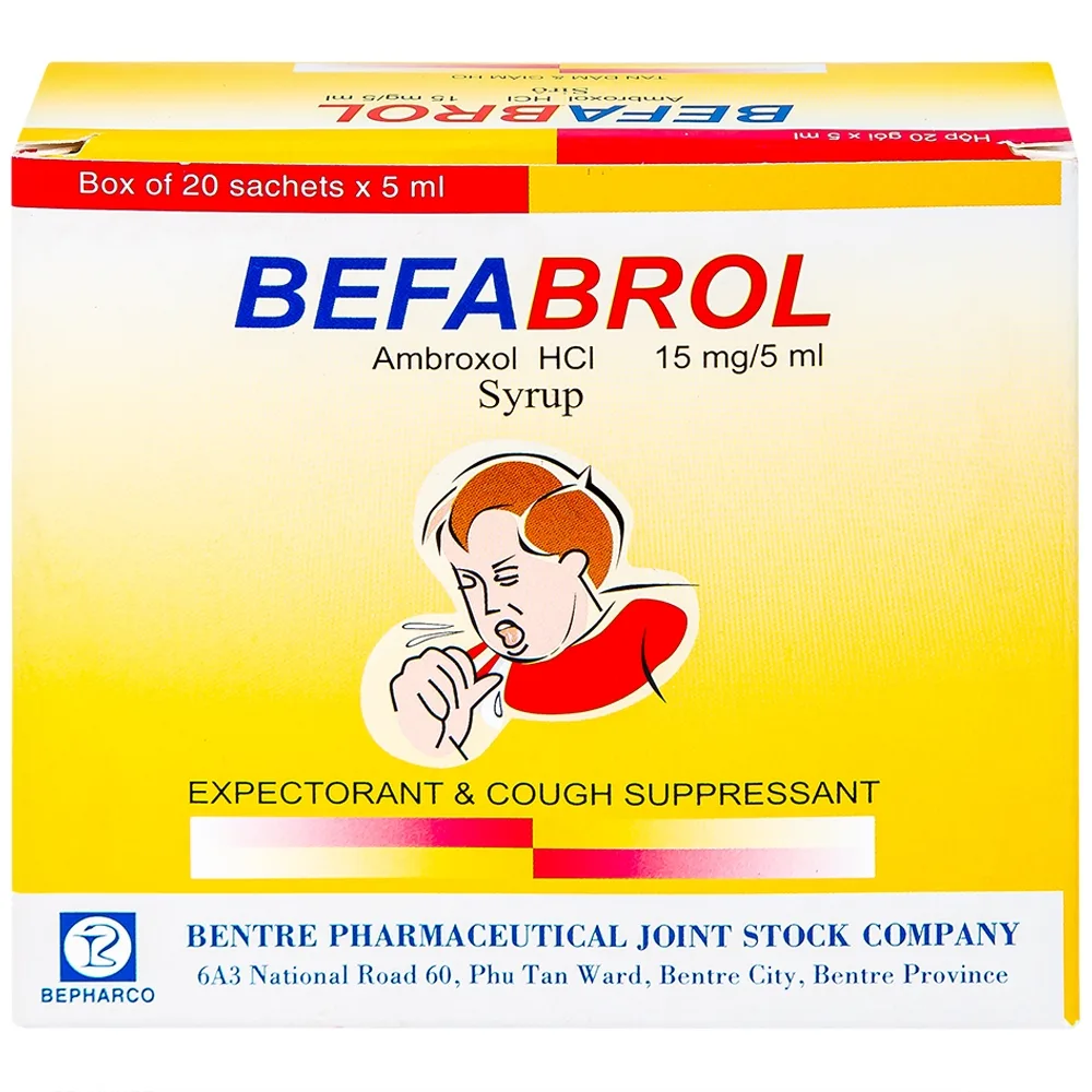 Hình ảnh Siro Befabrol 15mg Bepharco tiêu chất nhầy đường hô hấp (20 gói x 5ml)