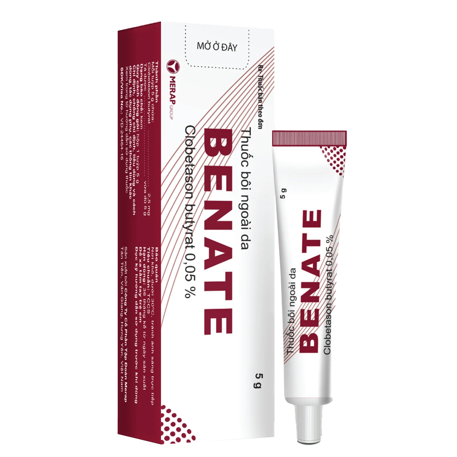 Hình ảnh Thuốc Benate 0.05% Merap giảm các triệu chứng viêm và ngứa của các bệnh da (5g)