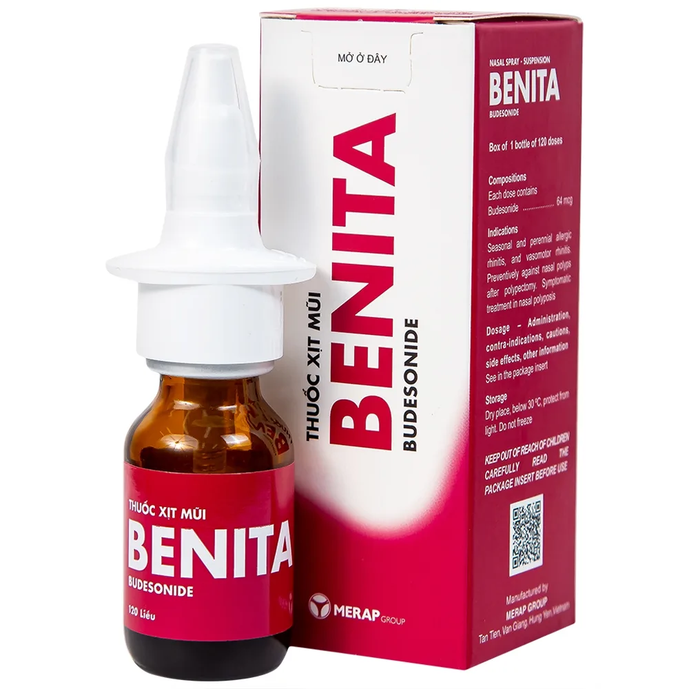 Hình ảnh Thuốc xịt mũi Benita Merap điều trị viêm mũi dị ứng, polyp mũi (120 liều)