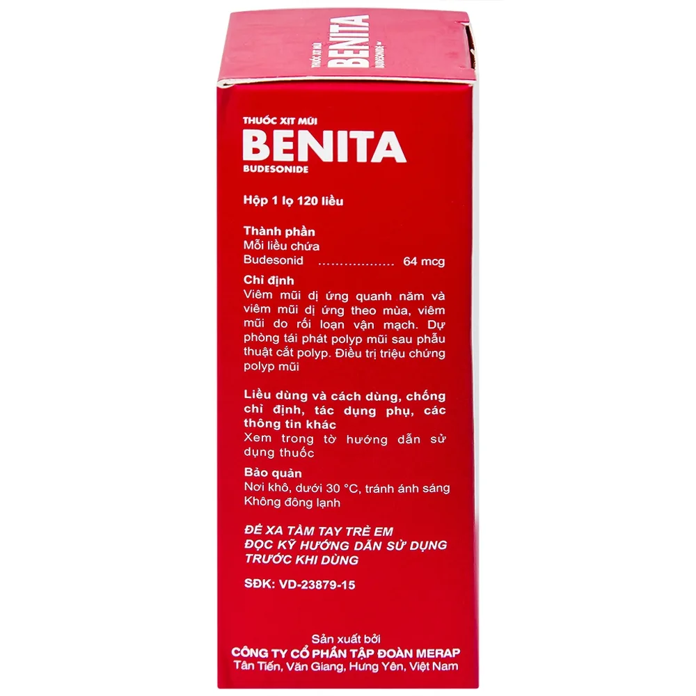 Hình ảnh Thuốc xịt mũi Benita Merap điều trị viêm mũi dị ứng, polyp mũi (120 liều)