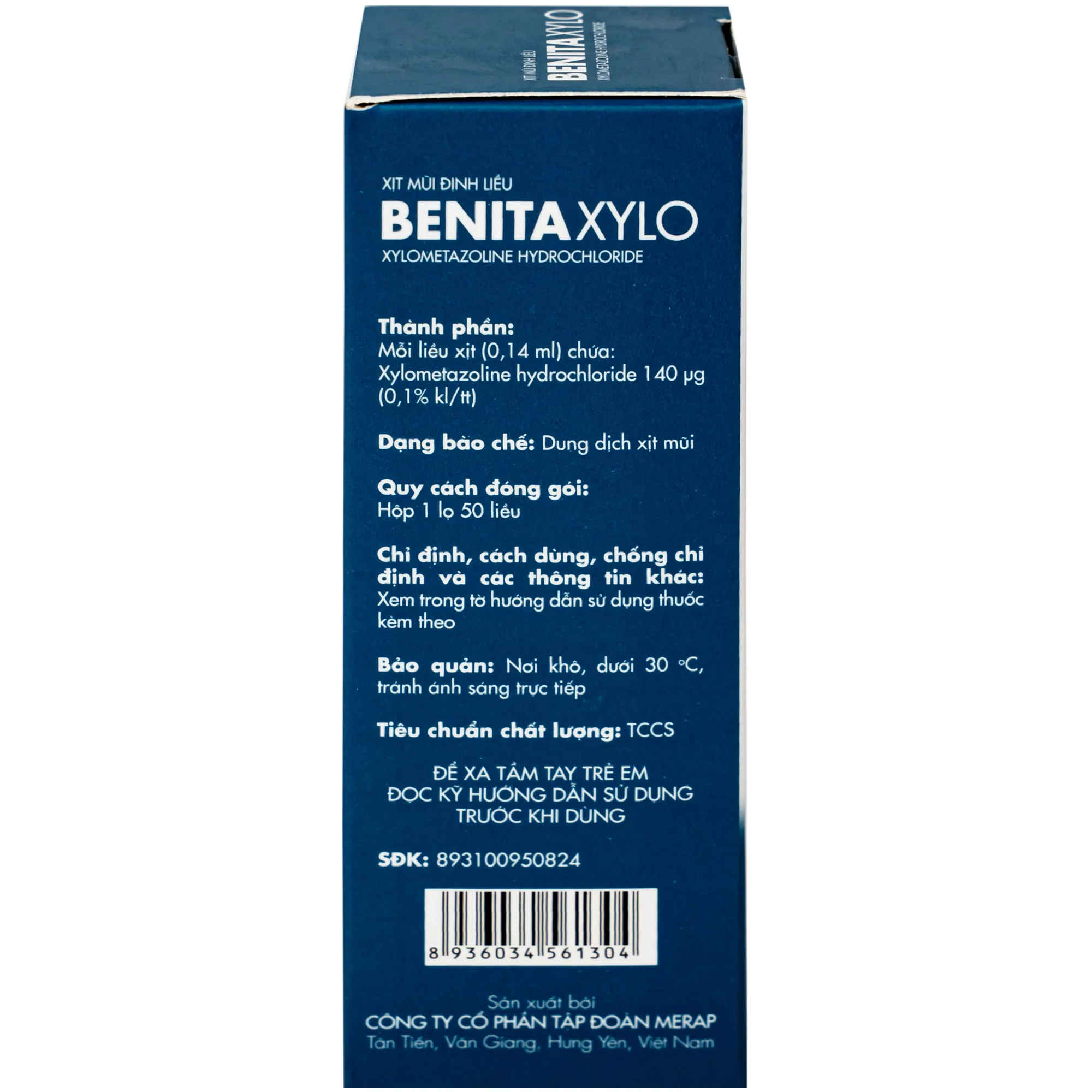 Hình ảnh Thuốc xịt mũi Benita Xylo 0.1% Meraplion điều trị nghẹt mũi, sung huyết mũi (50 liều)