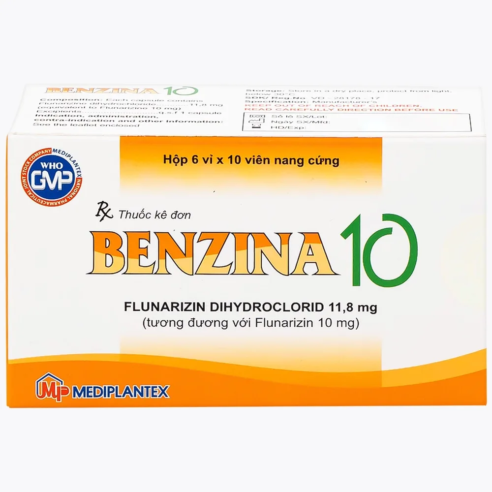Hình ảnh Thuốc Bezina 10 Mediplantex điều trị dự phòng cơn đau nửa đầu (6 vỉ x 10 viên)
