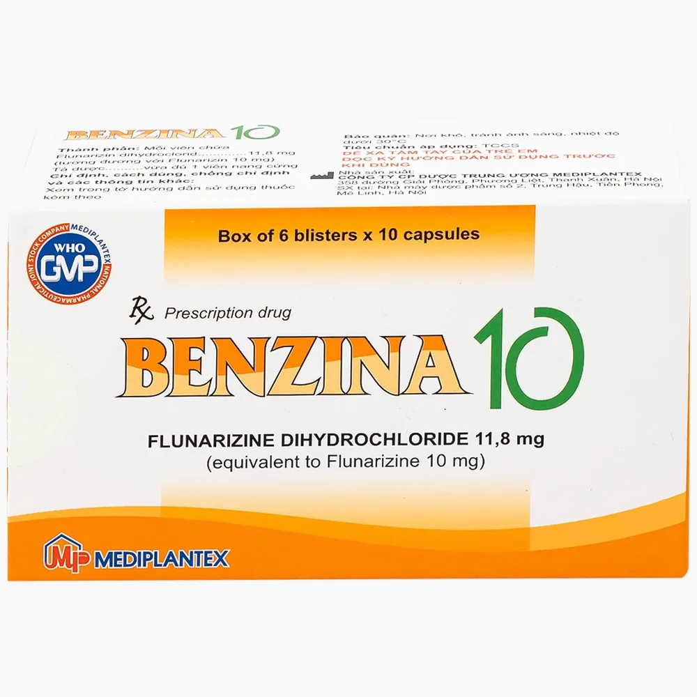 Hình ảnh Thuốc Bezina 10 Mediplantex điều trị dự phòng cơn đau nửa đầu (6 vỉ x 10 viên)