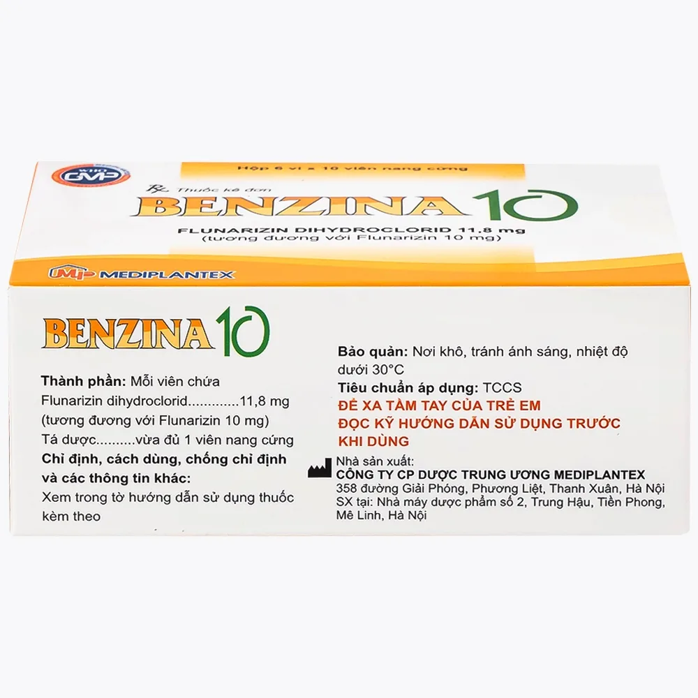 Hình ảnh Thuốc Bezina 10 Mediplantex điều trị dự phòng cơn đau nửa đầu (6 vỉ x 10 viên)