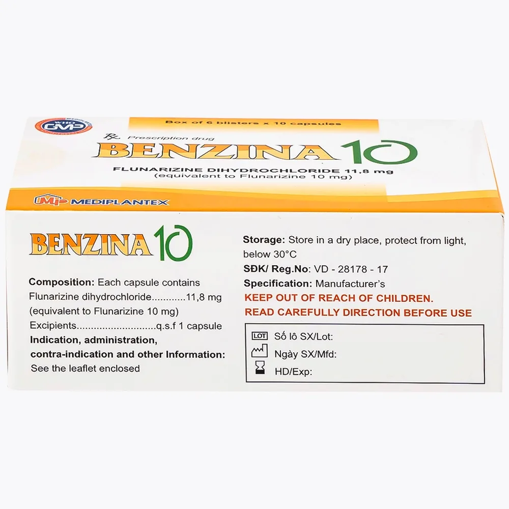 Hình ảnh Thuốc Bezina 10 Mediplantex điều trị dự phòng cơn đau nửa đầu (6 vỉ x 10 viên)