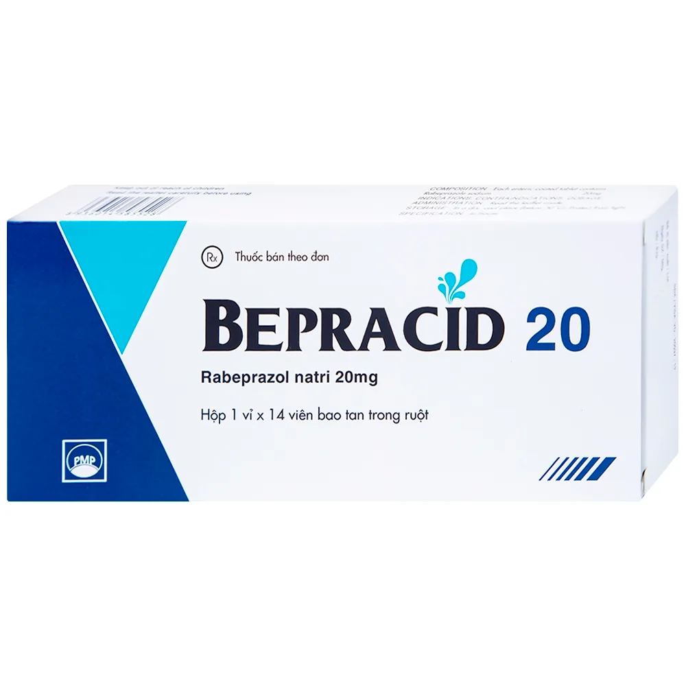 Hình ảnh Thuốc Bepracid 20mg Pymepharco điều trị trào ngược dạ dày – thực quản, loét dạ dày - tá tràng (1 vỉ x 14 viên)