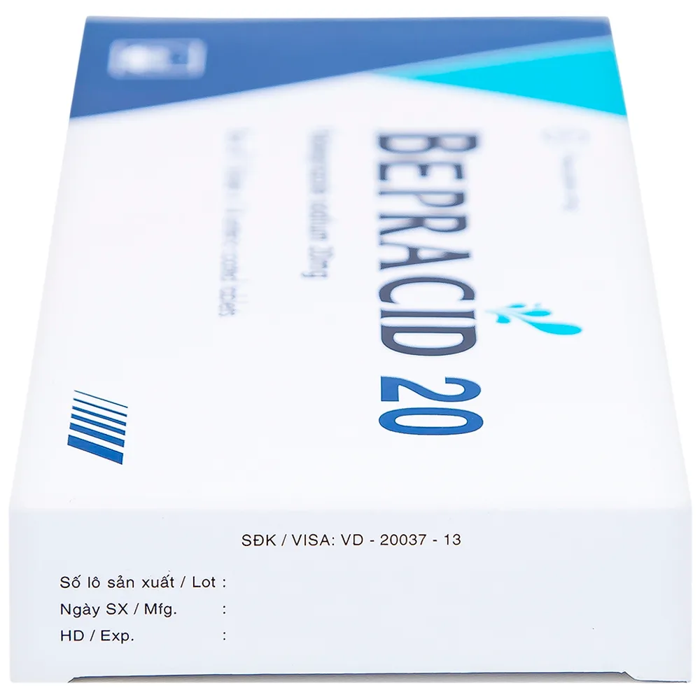 Hình ảnh Thuốc Bepracid 20mg Pymepharco điều trị trào ngược dạ dày – thực quản, loét dạ dày - tá tràng (1 vỉ x 14 viên)