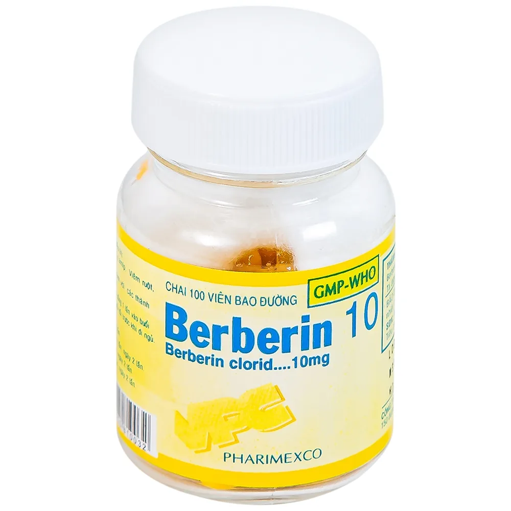 Hình ảnh Thuốc Berberin 10mg Pharimexco điều trị lỵ, viêm ruột, tiêu chảy (100 viên)