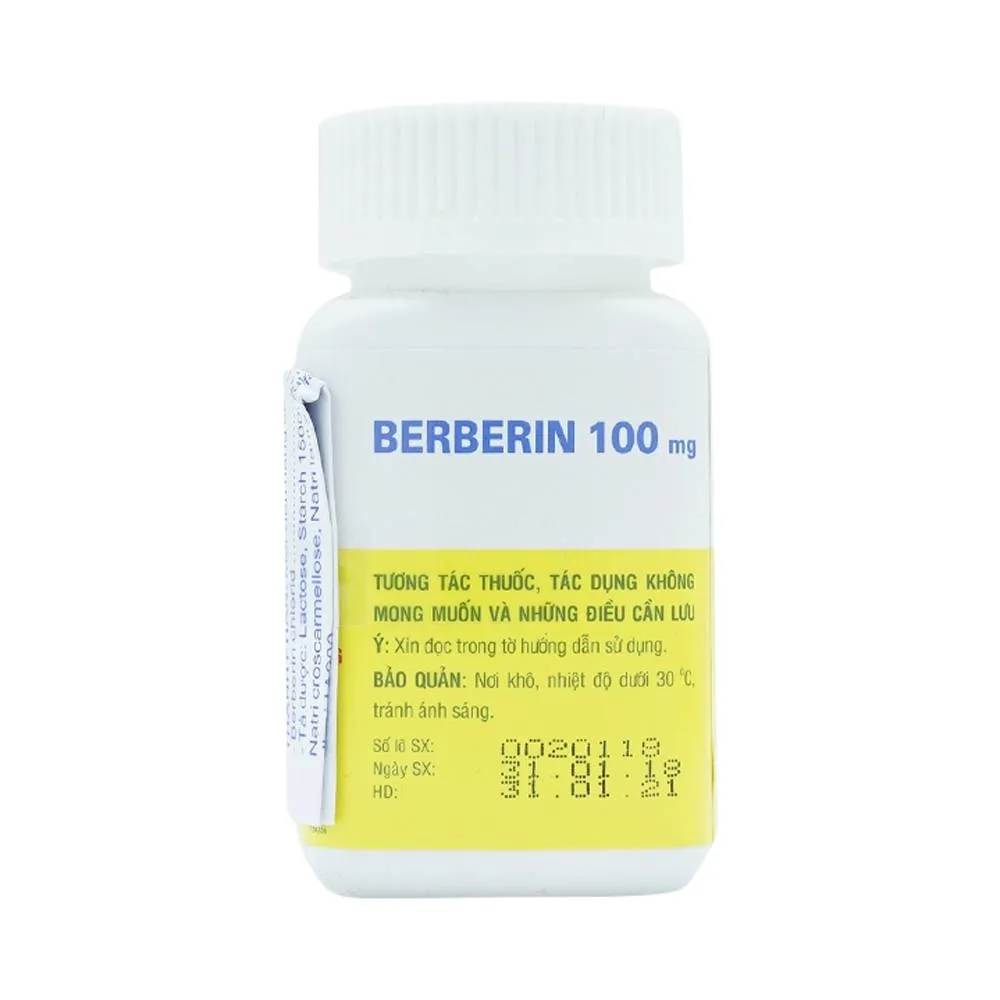 Hình ảnh Thuốc Berberin 100mg Domesco điều trị nhiễm khuẩn đường ruột, tiêu chảy, kiết lỵ (100 viên)