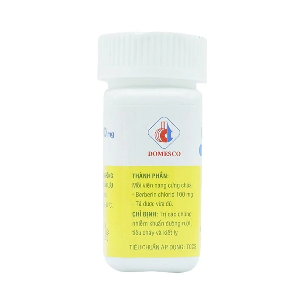 Hình ảnh Thuốc Berberin 100mg Domesco điều trị nhiễm khuẩn đường ruột, tiêu chảy, kiết lỵ (100 viên)