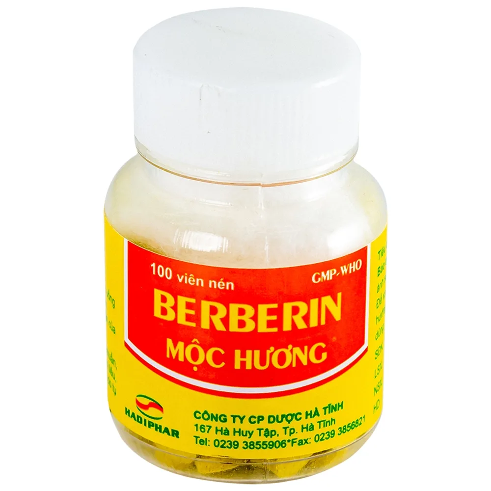 Hình ảnh Thuốc Berberin Mộc Hương Hadiphar điều trị lỵ trực khuẩn, hội chứng lỵ (100 viên)
