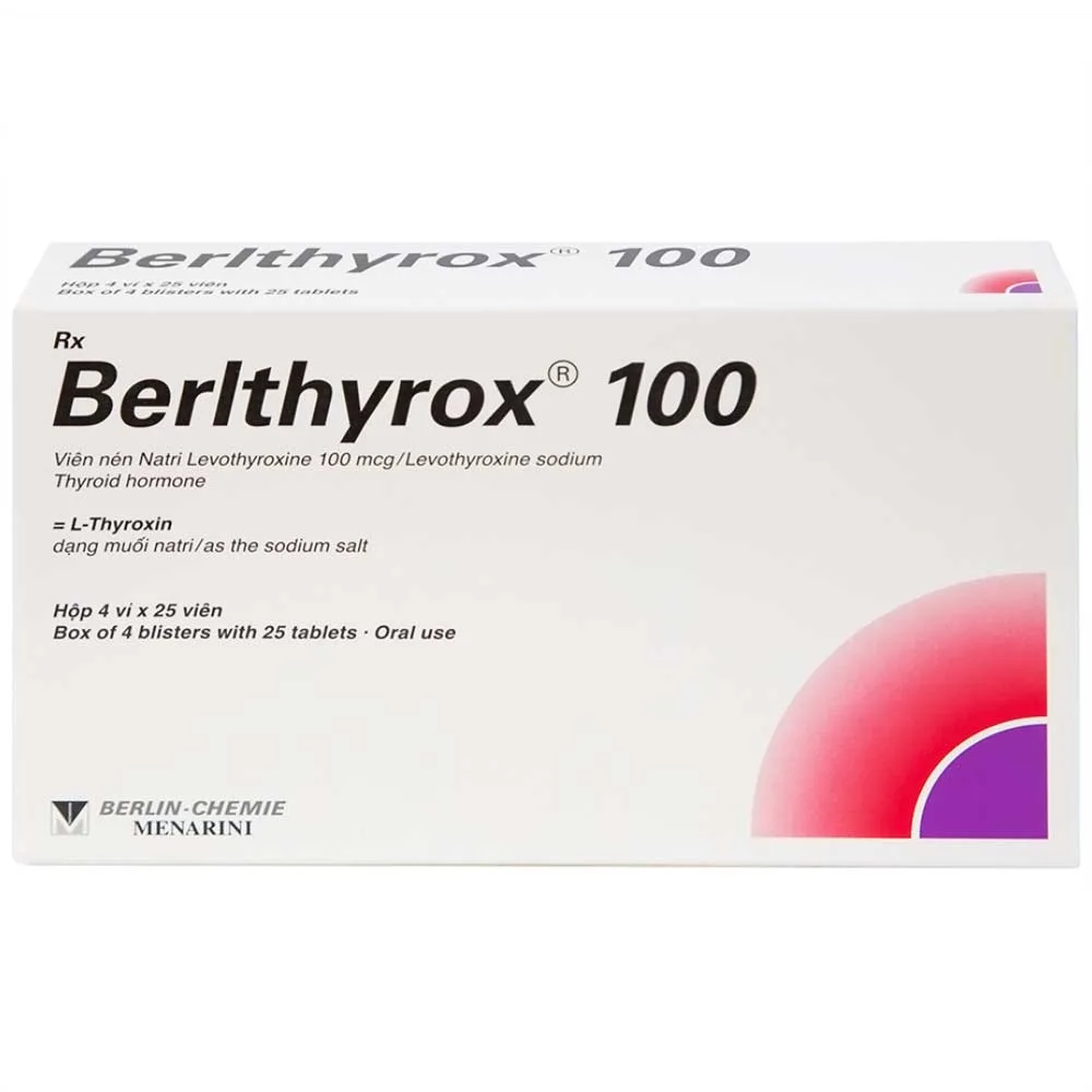 Hình ảnh Thuốc Berlthyrox 100 Menarini điều trị thiểu năng tuyến giáp (4 vỉ x 25 viên)