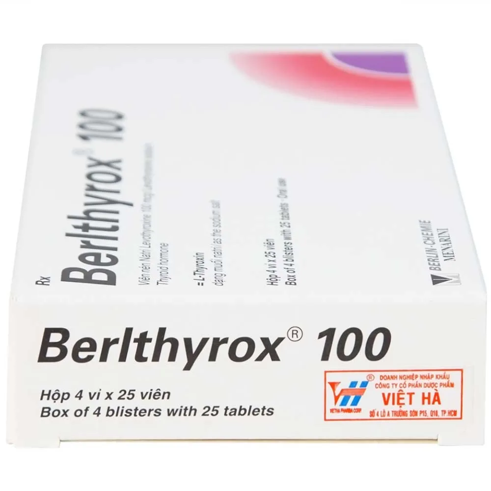 Hình ảnh Thuốc Berlthyrox 100 Menarini điều trị thiểu năng tuyến giáp (4 vỉ x 25 viên)