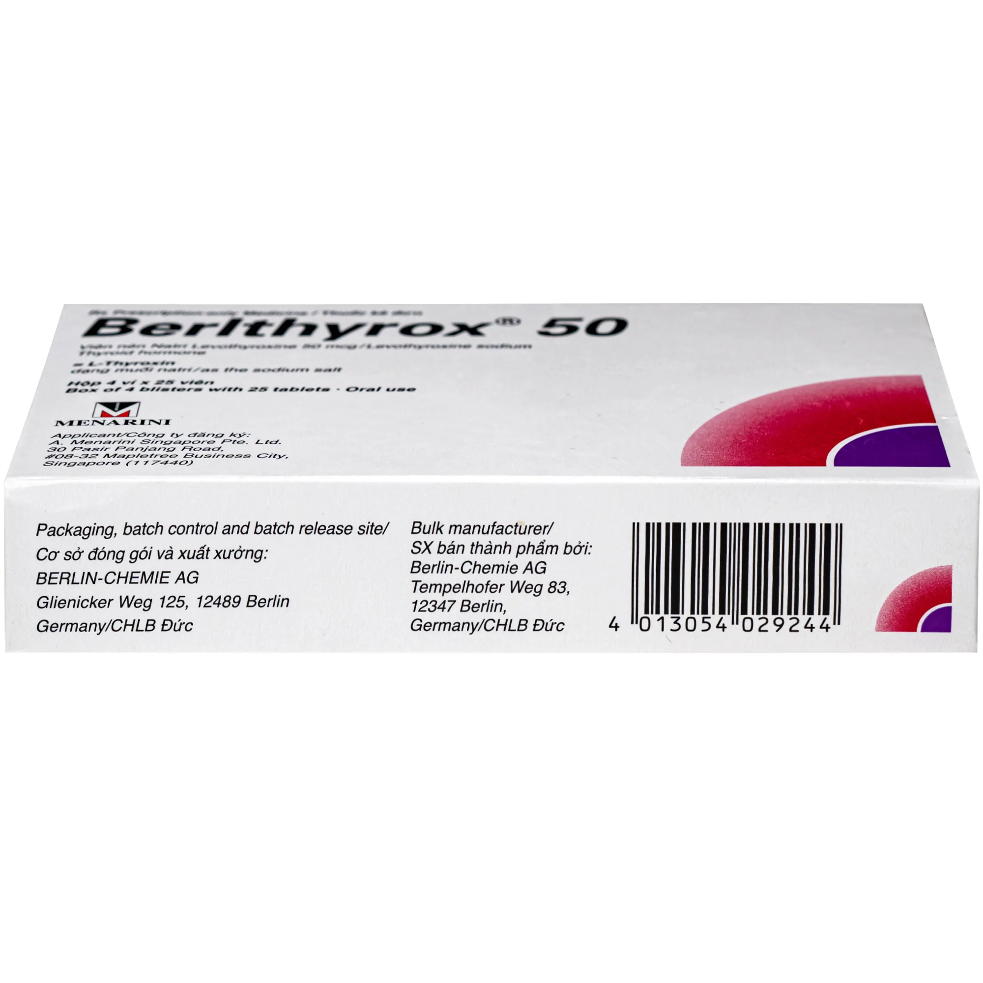 Hình ảnh Thuốc Berlthyrox 50mcg menarini điều trị bướu giáp, suy giáp, ung thư giáp (4 vỉ x 25 viên)
