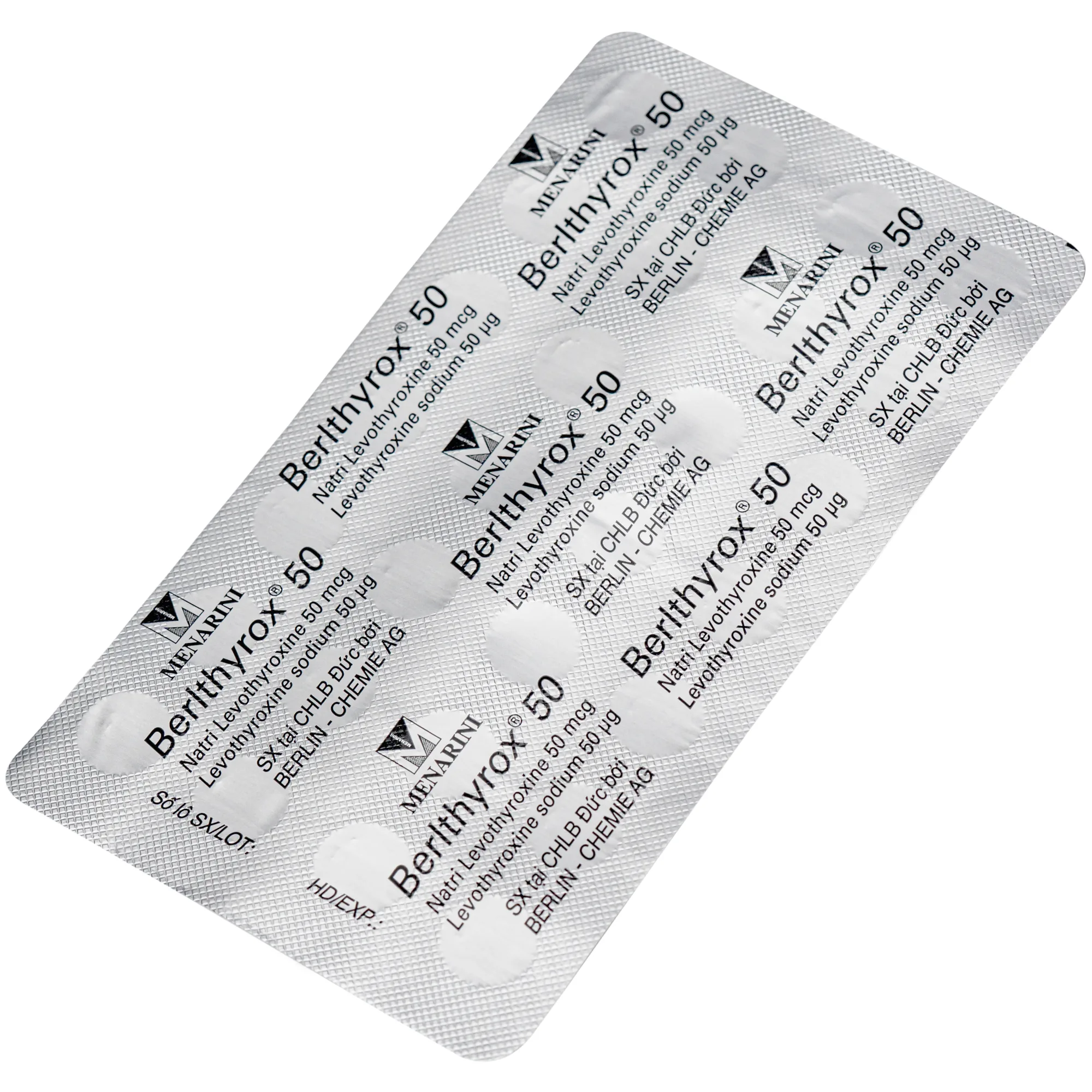 Hình ảnh Thuốc Berlthyrox 50mcg menarini điều trị bướu giáp, suy giáp, ung thư giáp (4 vỉ x 25 viên)