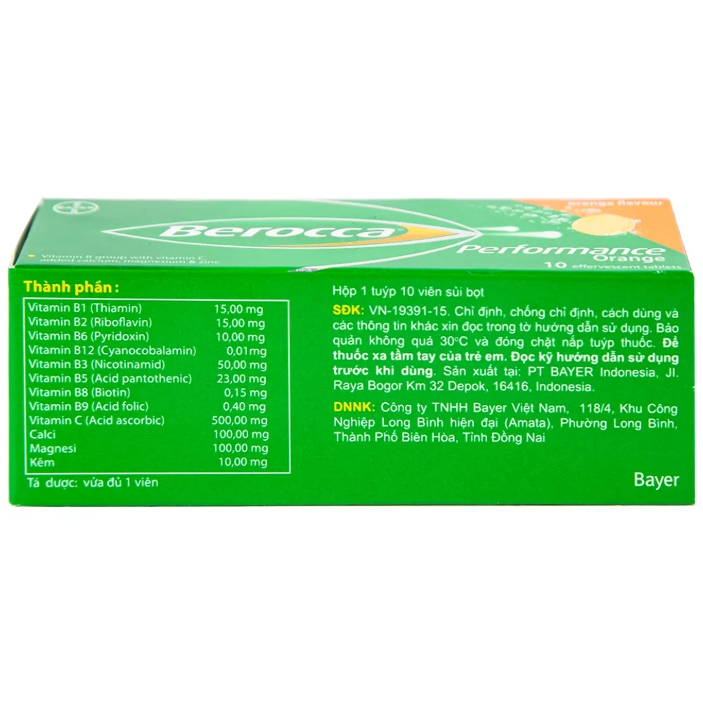 Hình ảnh Viên sủi Berocca Bayer bổ sung vitamin và khoáng chất (10 viên)