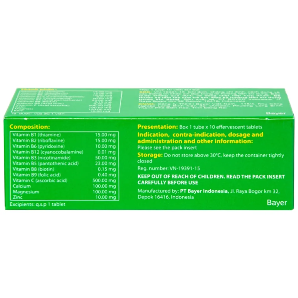 Hình ảnh Viên sủi Berocca Bayer bổ sung vitamin và khoáng chất (10 viên)