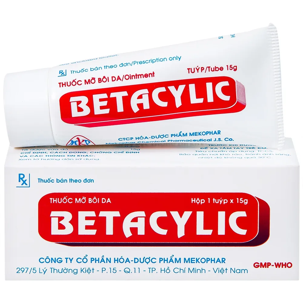 Hình ảnh Thuốc mỡ bôi da Betacylic Mekophar điều trị bệnh vẩy nến, vảy da dầu (15g)