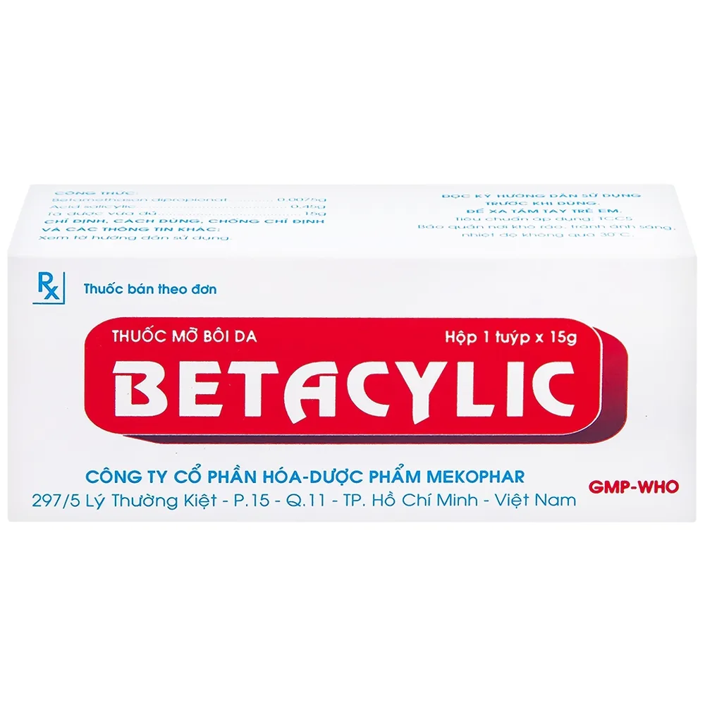 Hình ảnh Thuốc mỡ bôi da Betacylic Mekophar điều trị bệnh vẩy nến, vảy da dầu (15g)