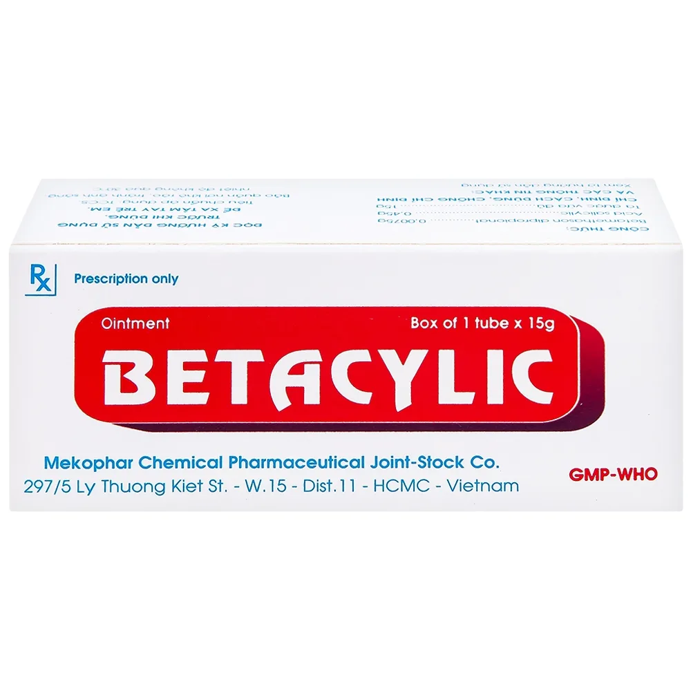 Hình ảnh Thuốc mỡ bôi da Betacylic Mekophar điều trị bệnh vẩy nến, vảy da dầu (15g)
