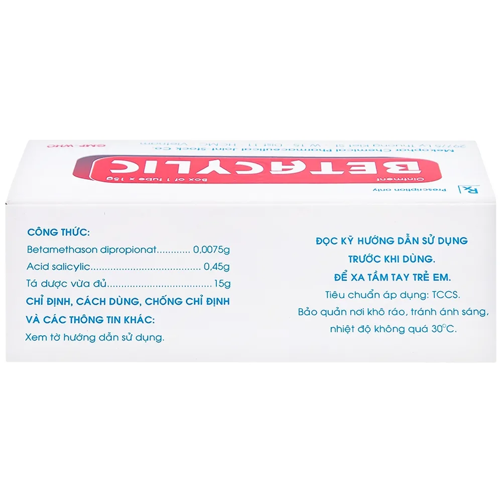 Hình ảnh Thuốc mỡ bôi da Betacylic Mekophar điều trị bệnh vẩy nến, vảy da dầu (15g)