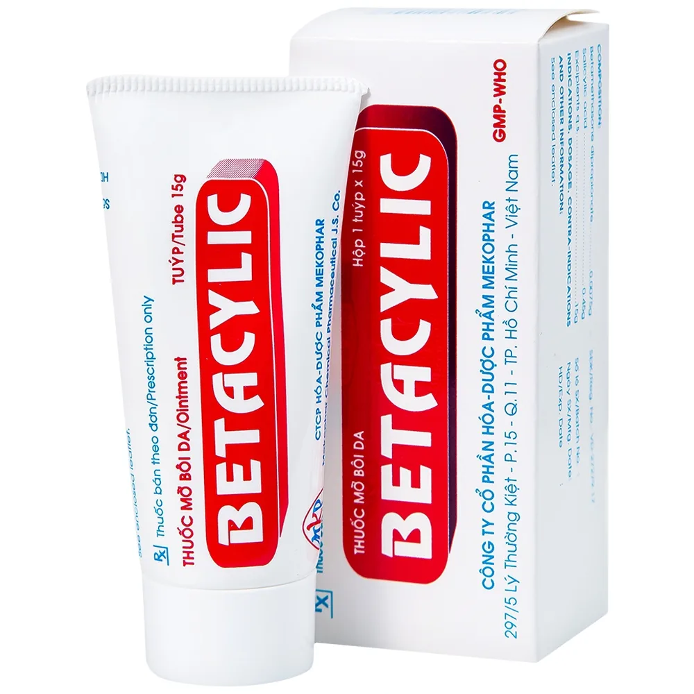 Hình ảnh Thuốc mỡ bôi da Betacylic Mekophar điều trị bệnh vẩy nến, vảy da dầu (15g)